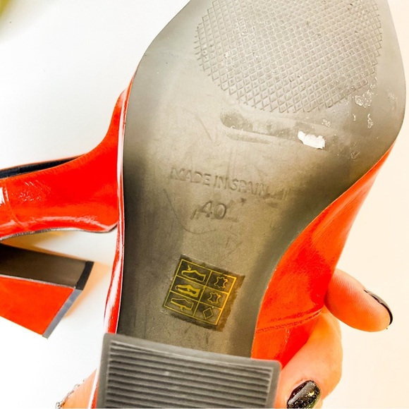 L’INTERVALLE Red Leather Glossy Platform Heels - Picture 5 of 12